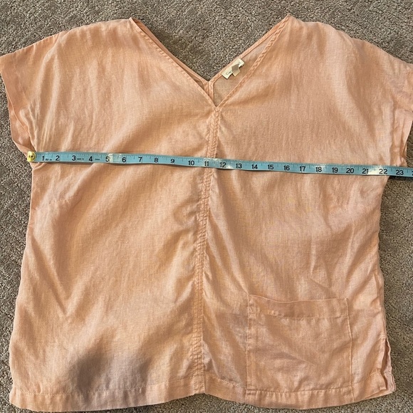 Garnet Hill V-Neck Linen Boxy Tee, Blush Pink, Short Sleeves, Lightweight, Sz S - Picture 7 of 12